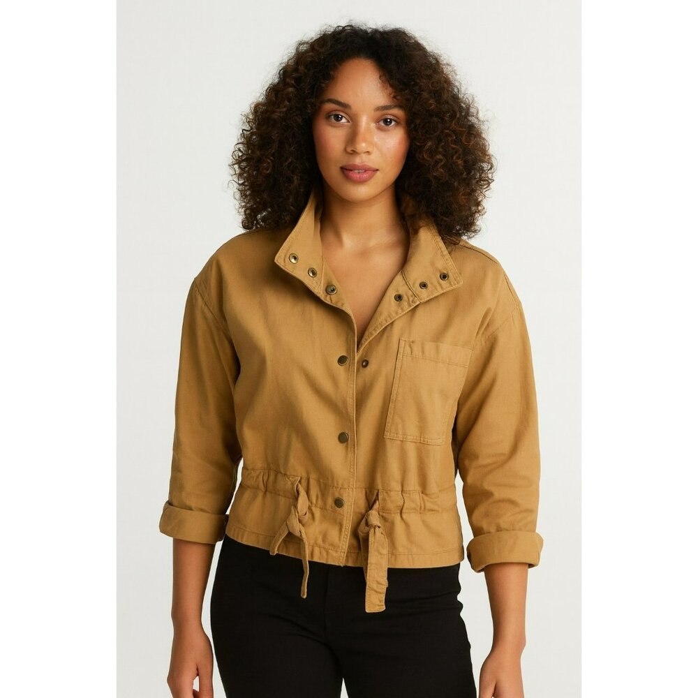 Madewell Snap Front Jacket Womens Medium Cotton  Blend Chestnut Brown